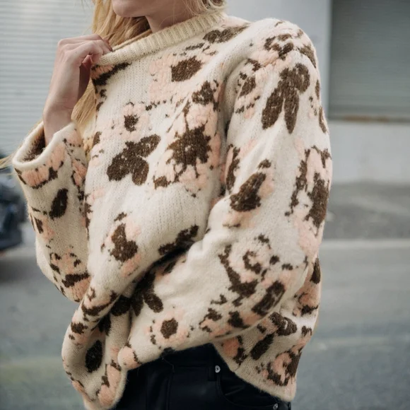 Zara Sweaters Zara Floral Jacquard Knit Sweater Bloggers